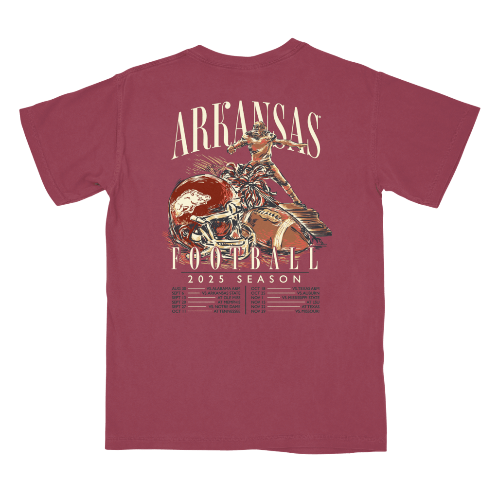 University of Arkansas Football Schedule 2025 T-Shirt - Shop B - Unlimited - 