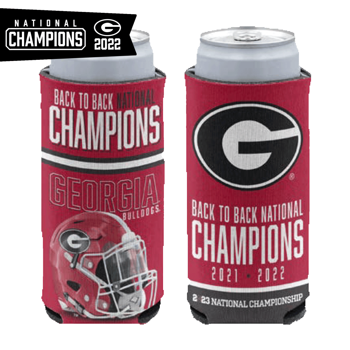 Georgia Bulldogs 2022 Football National Champions Slim Can Cooler - Shop B-Unlimited