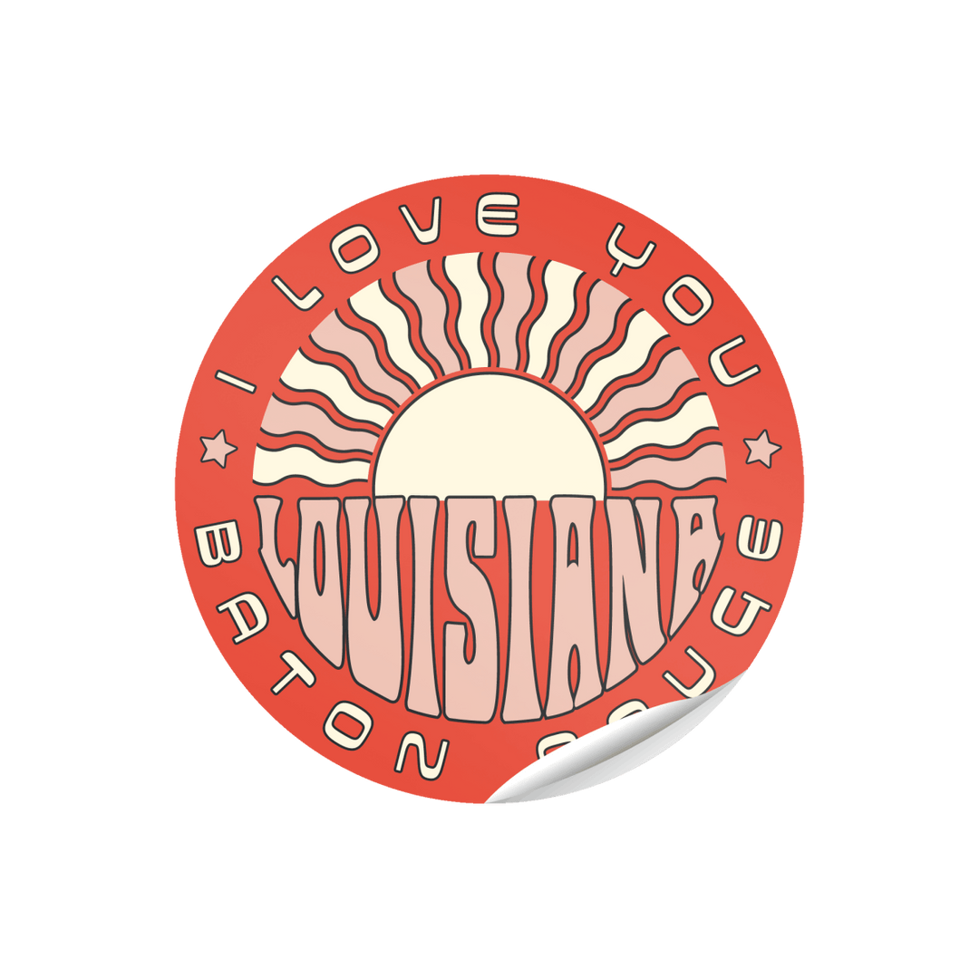 Louisiana Groovy Sun Sticker - Shop B - Unlimited - novelty sticker
