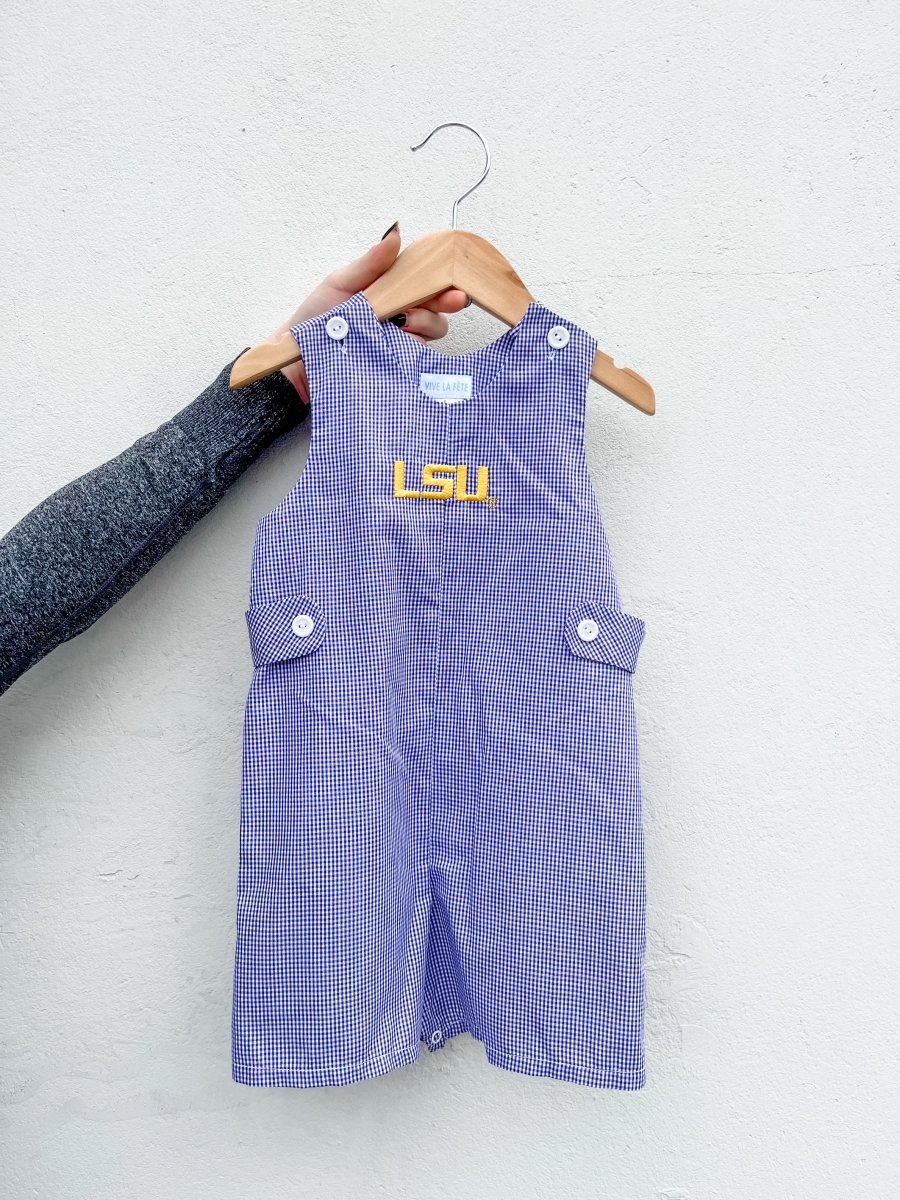 Louisiana State University Gingham Boys Jon Jon - Shop B - Unlimited - youth infant