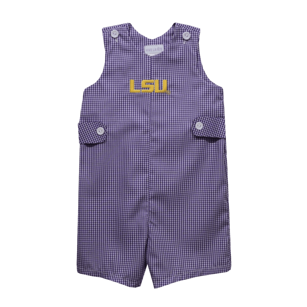 Louisiana State University Gingham Boys Jon Jon - Shop B - Unlimited - youth infant