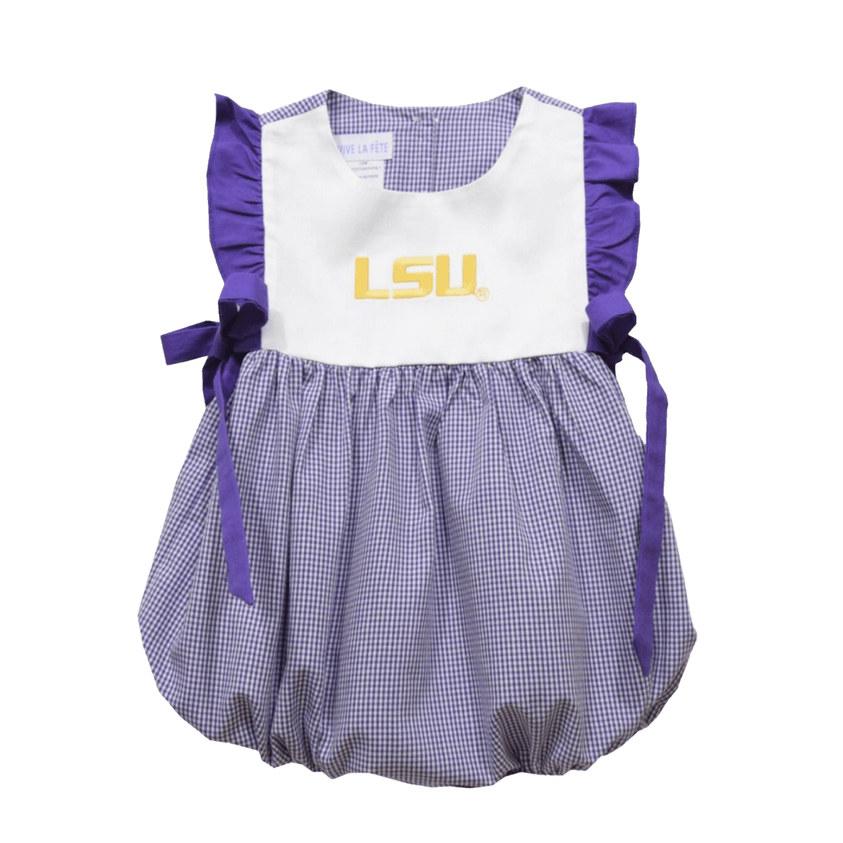 Louisiana State University Gingham Girls Bubble Dress - Shop B-Unlimited