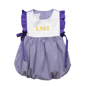 Louisiana State University Gingham Girls Bubble Dress - Shop B-Unlimited