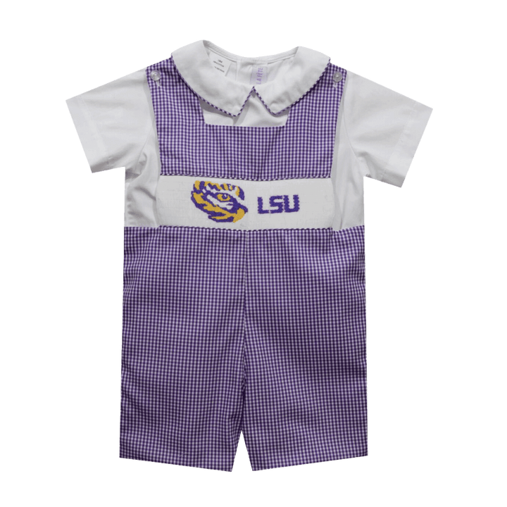 Louisiana State University Gingham Jon Jon and Short Sleeve White Shirt - Shop B - Unlimited - youth infant