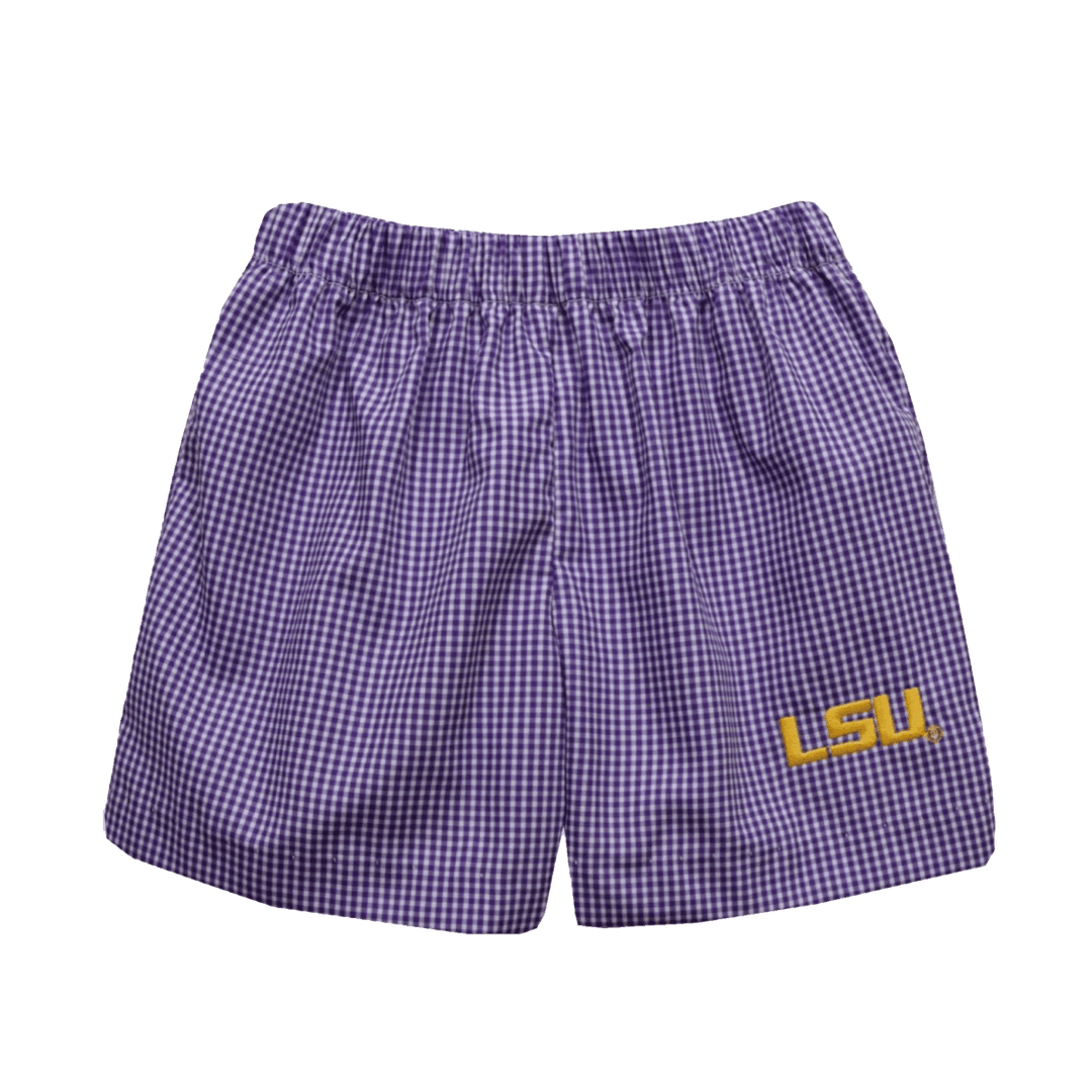 Louisiana State University Gingham Pull On Short - Shop B - Unlimited - youth bottoms