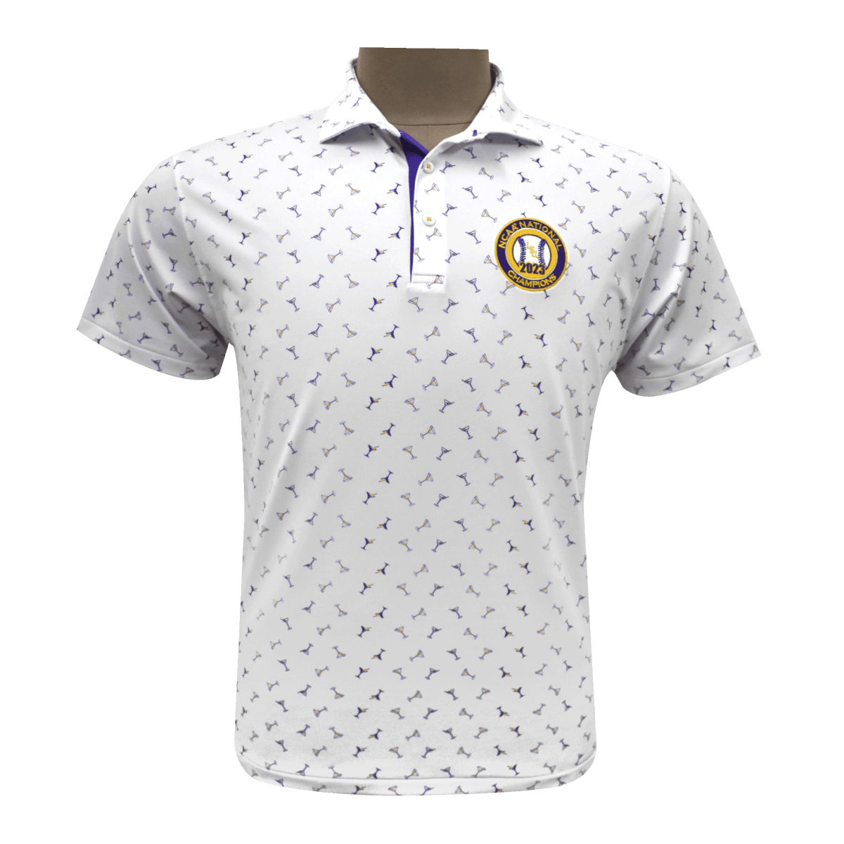Louisiana State University Louisiana State University Horn Legend Baseball National Champions Pattern Polo Shop.B Unlimited L White