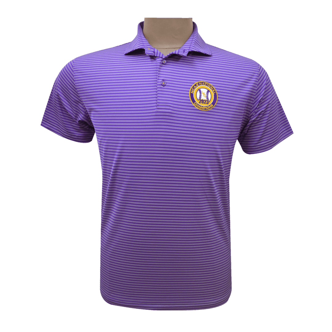 Louisiana State University Horn Legend Baseball National Champions Stripe Polo - Shop B - Unlimited - men resort