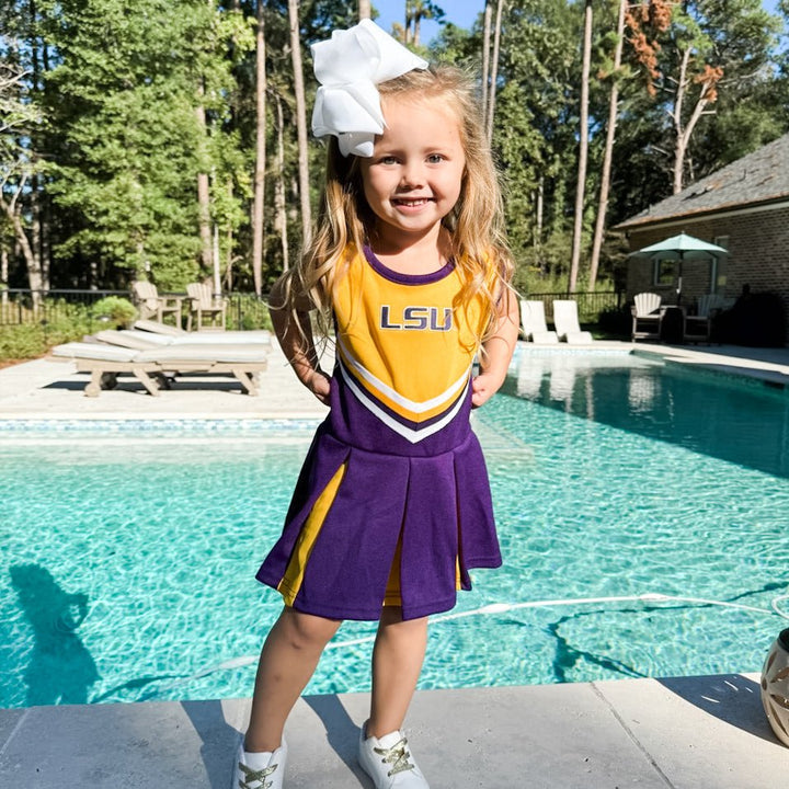 Louisiana State University Kids Pleated Cheer Dress - Shop B - Unlimited - youth jersey