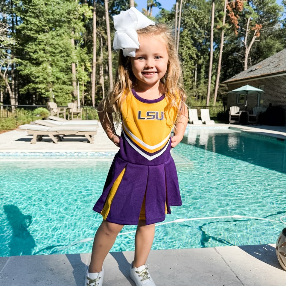 Louisiana State University Kids Pleated Cheer Dress - Shop B - Unlimited - youth jersey