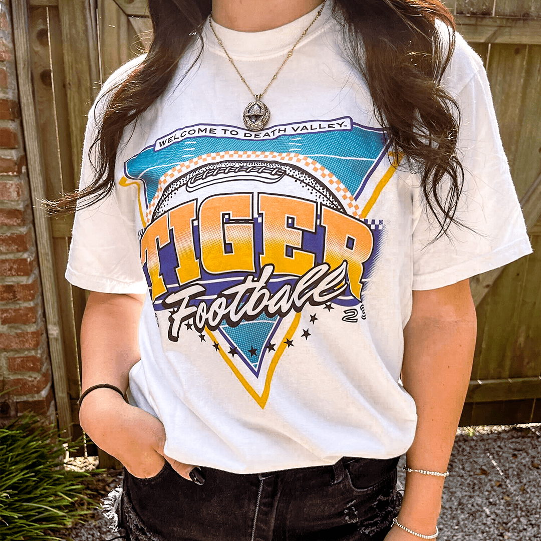 Vintage 90's LSU Tigers White T Shirt Size L 