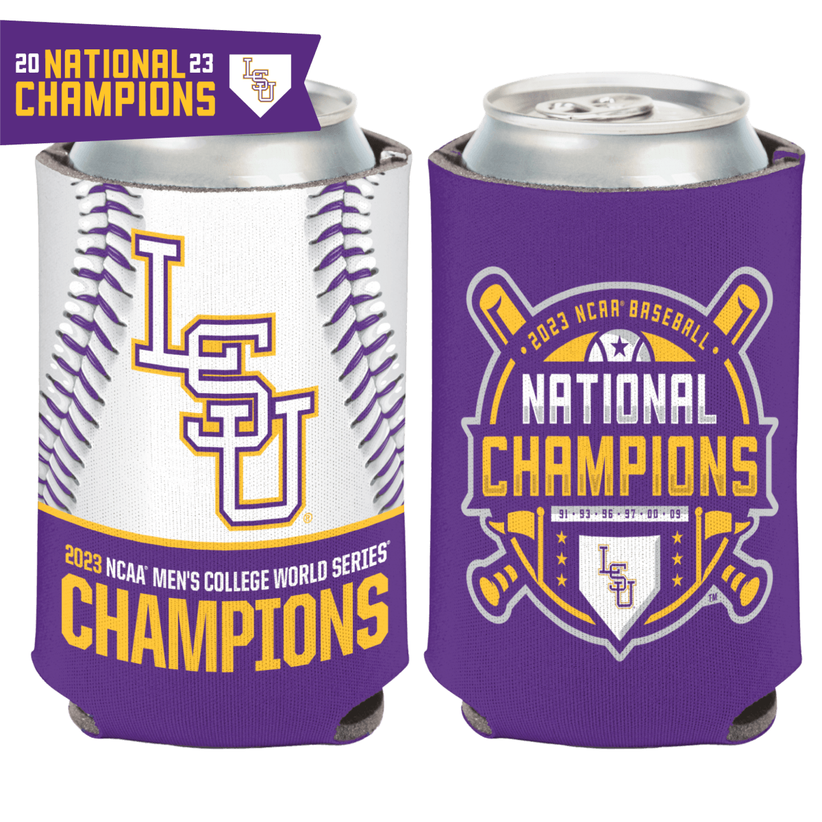 LSU Tigers 2023 Baseball National Champions 12oz Can Cooler - Shop B-Unlimited