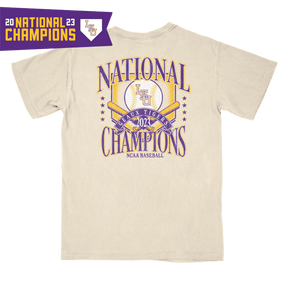 LSU Tigers 2023 Baseball National Champions Home Plate T-Shirt - Shop B-Unlimited