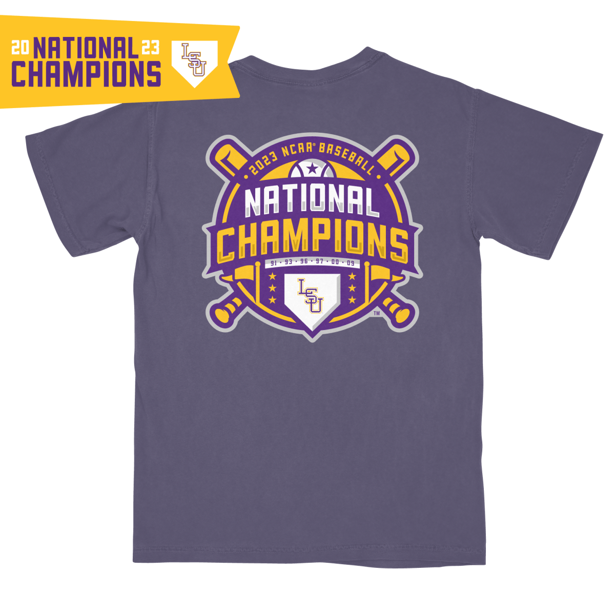 LSU Tigers 2023 Baseball National Champions Logo Pocket T-Shirt - Shop B-Unlimited