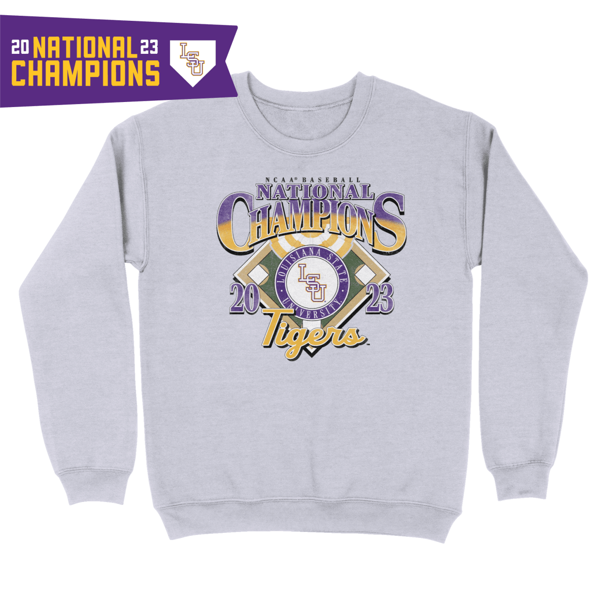 LSU Tigers 2023 Baseball National Champions Vintage Sweatshirt - Shop B-Unlimited