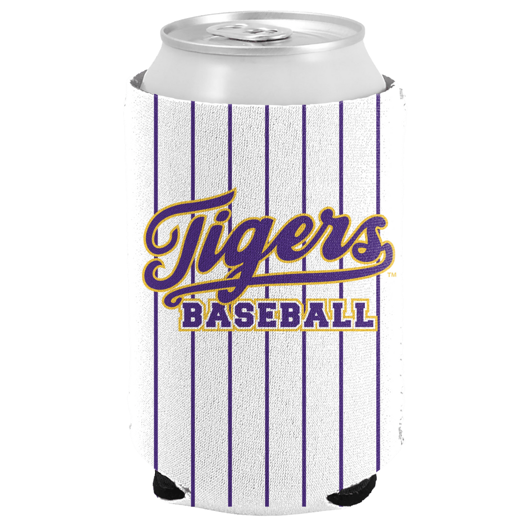 LSU Tigers Baseball Pinstripe Can Cooler - Shop B - Unlimited - novelty drinkware