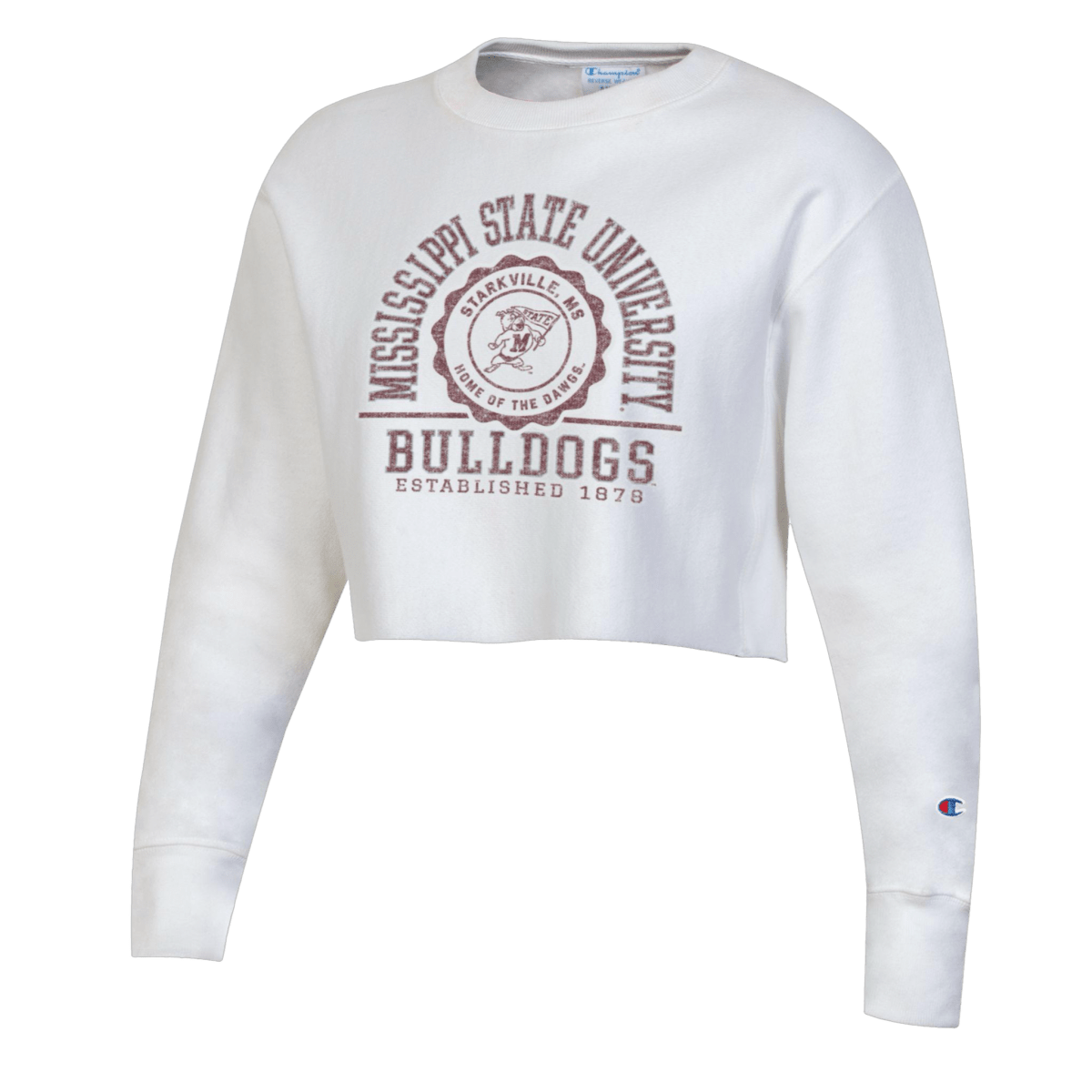 Mississippi State University Arched Reverse Weave Cropped Sweatshirt - Shop B-Unlimited