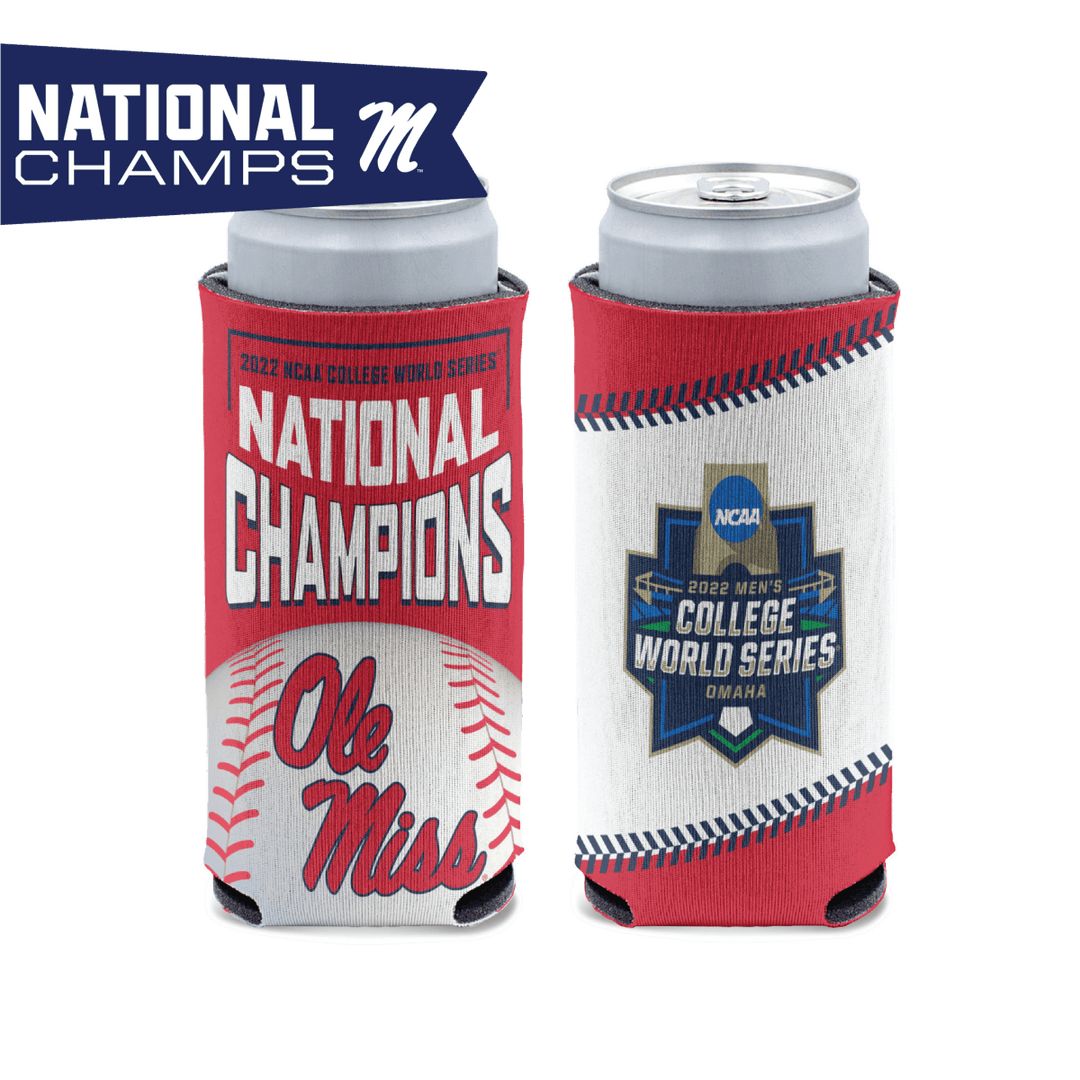 Ole Miss 2022 Baseball Champions Skinny Can Cooler - Shop B - Unlimited - novelty drinkware