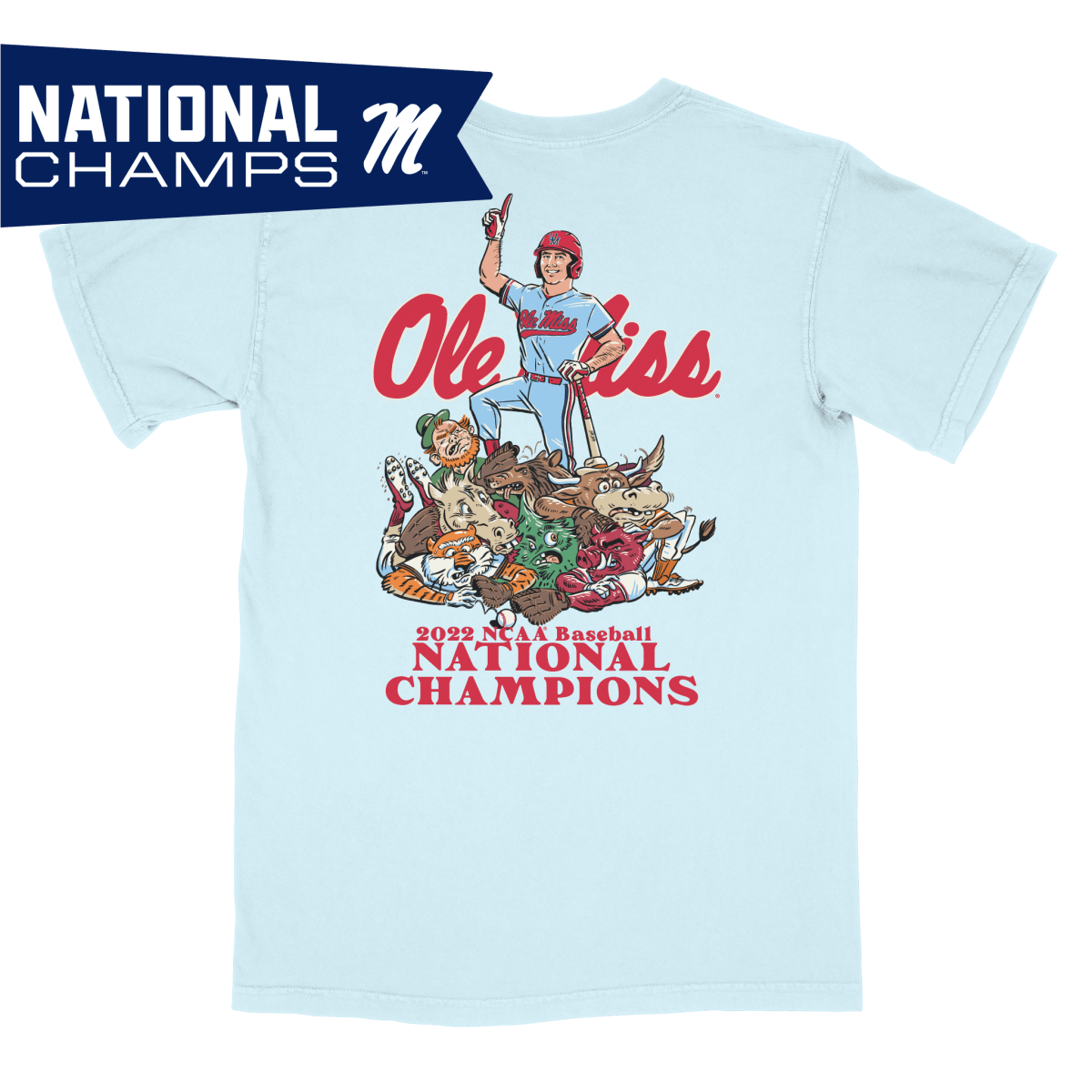 Men's Fanatics Branded Heathered Gray Ole Miss Rebels 2022 NCAA Men's Baseball College World Series Champions Official Logo T-Shirt