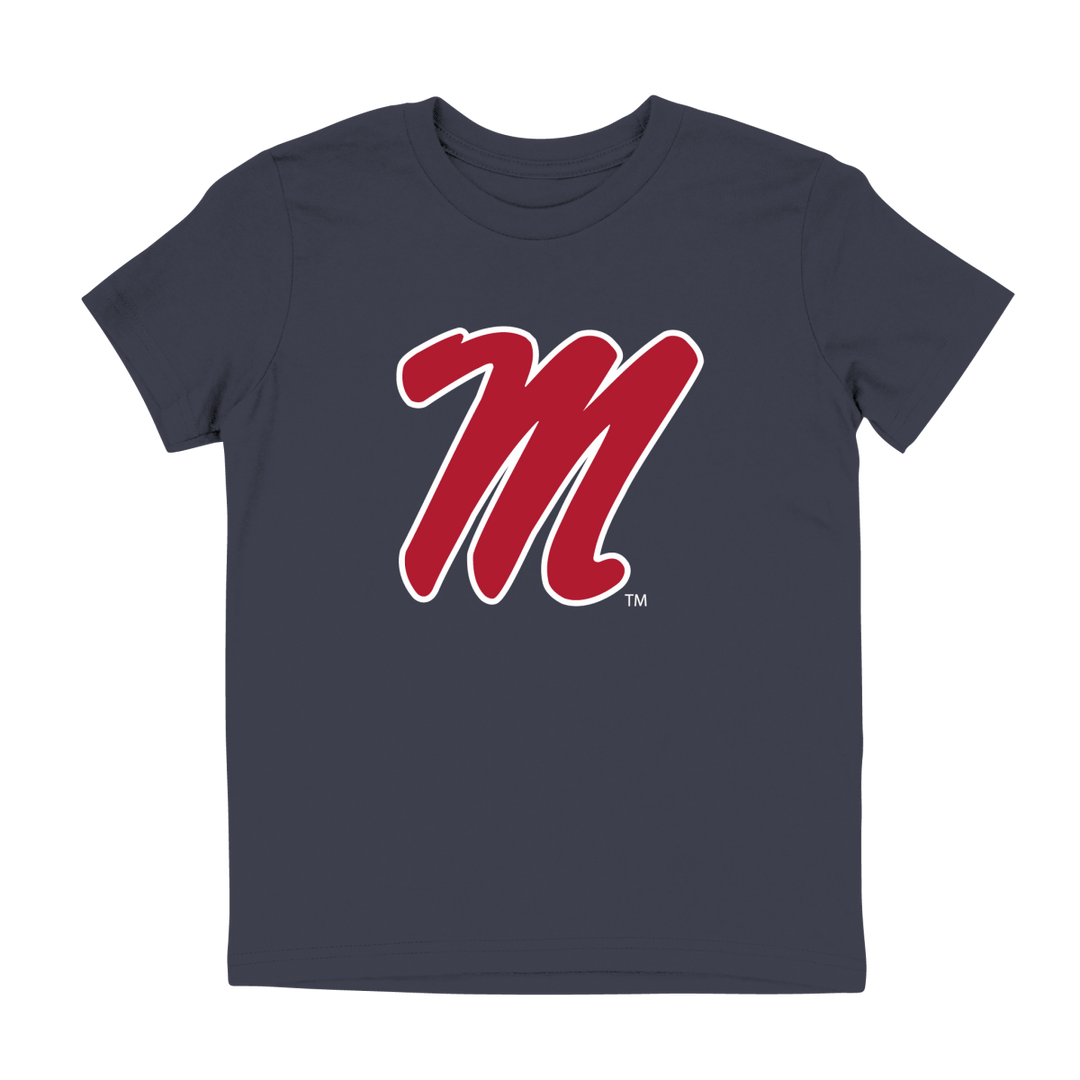 Ole Miss M Script Logo Youth T - Shirt - Shop B - Unlimited - youth tee