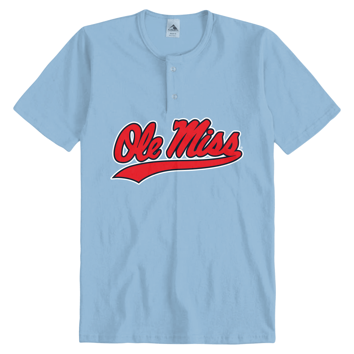 Ole Miss Powder Blue Baseball Henley - Shop B - Unlimited - men tee