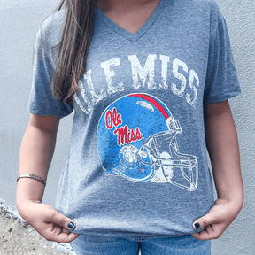 Ole Miss Powder Blue Helmet V - Neck T - Shirt - Shop B - Unlimited - men tee