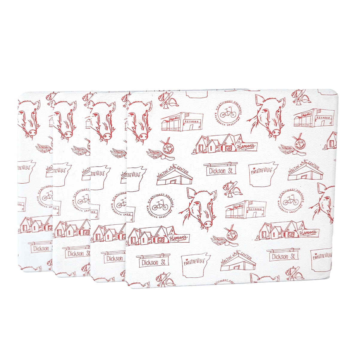 University of Arkansas College Town Toiles Campus Coaster Set - Shop B - Unlimited - novelty drinkware
