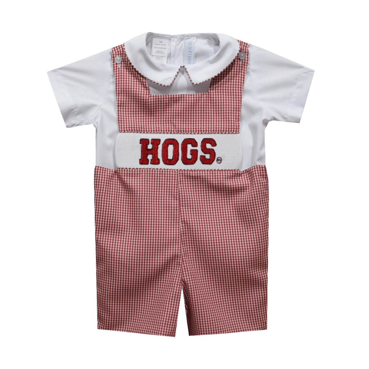 University of Arkansas Gingham Jon Jon and Short Sleeve White Shirt - Shop B - Unlimited - youth infant