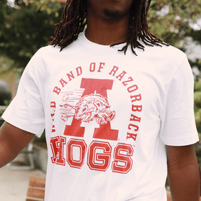 University of Arkansas Vault Hog Running Through the A T-Shirt - Shop B-Unlimited