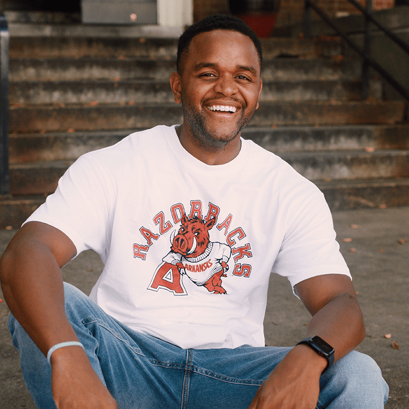 University of Arkansas Vault Leaning Hog T - Shirt - Shop B - Unlimited - men tee