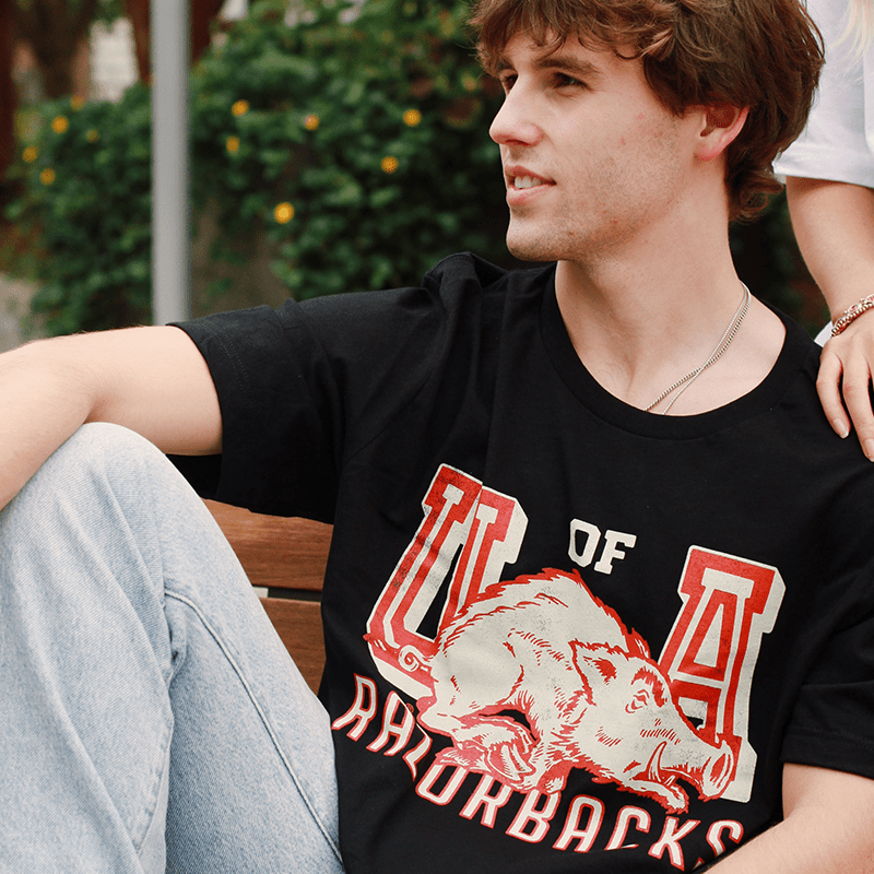 University of Arkansas Vault Razorbacks Script T-Shirt - Shop B-Unlimited