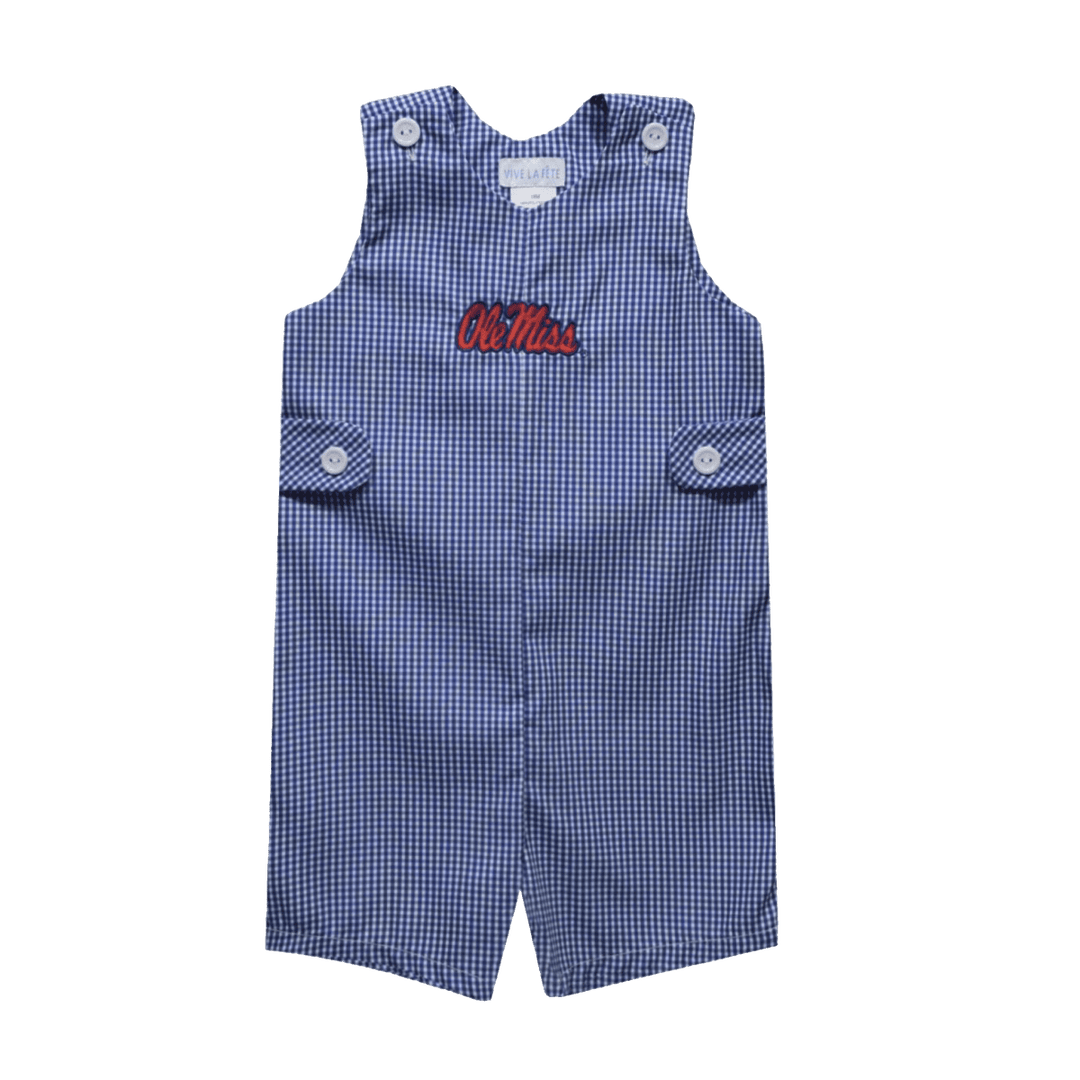 University of Mississippi Gingham Boys Jon Jon - Shop B - Unlimited - youth infant