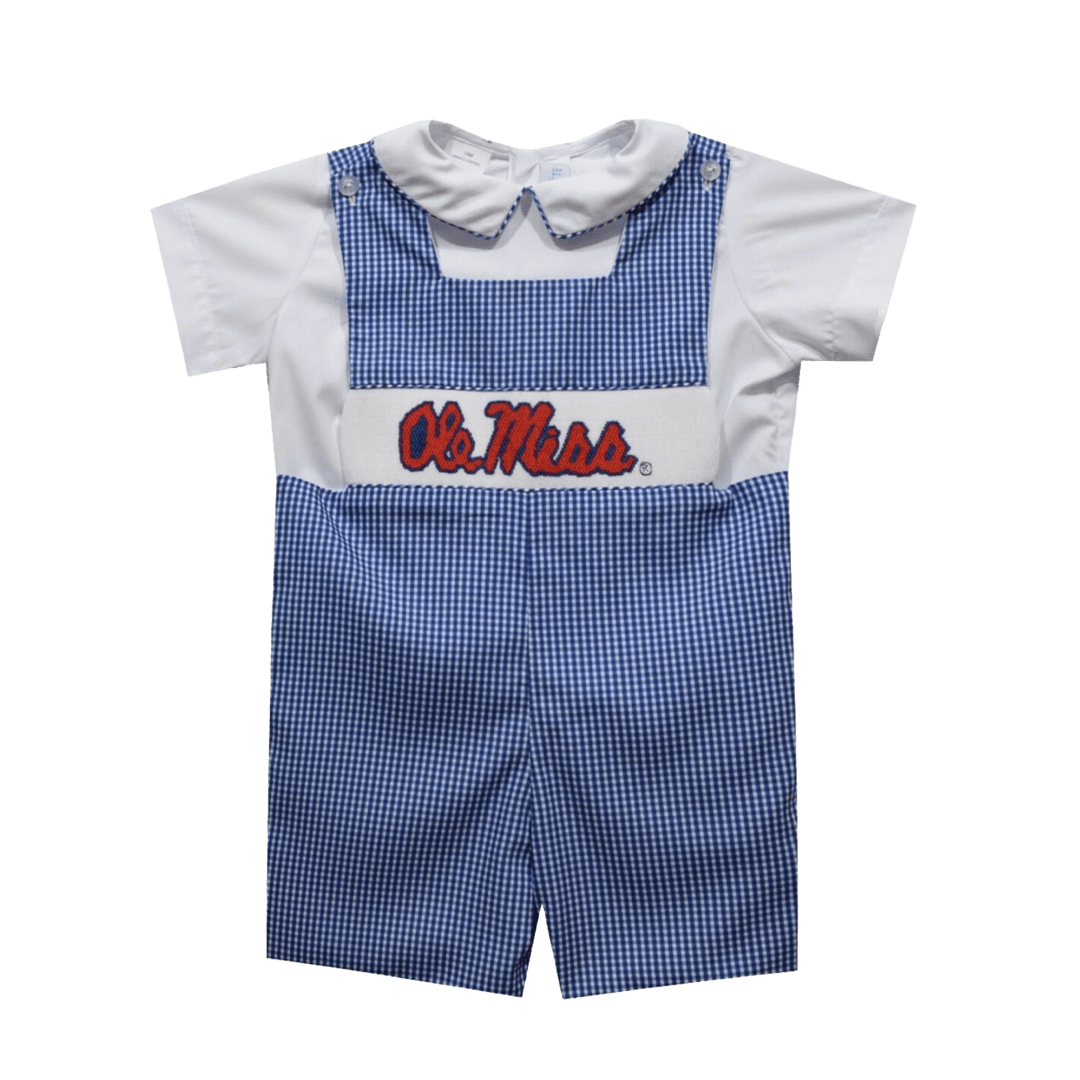 University of Mississippi Gingham Jon Jon and Short Sleeve White Shirt - Shop B - Unlimited - youth infant
