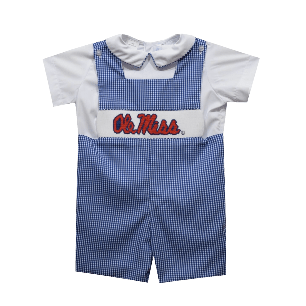 University of Mississippi Gingham Jon Jon and Short Sleeve White Shirt - Shop B - Unlimited - youth infant