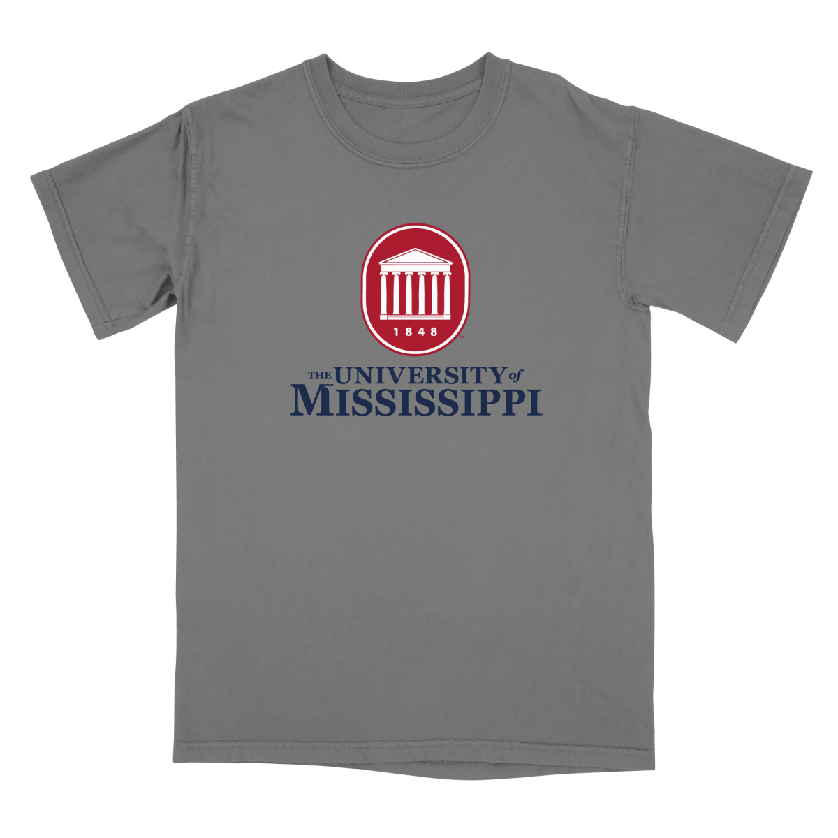 Ole Miss Rebels Adult T-Shirt Official One Color Logo, Red S-5XL