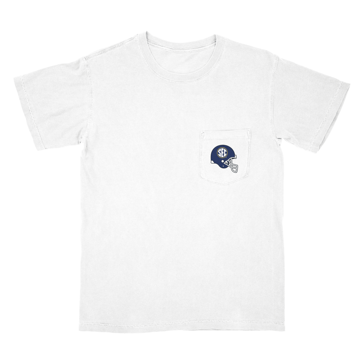 University of Mississippi SEC Football Helmets Pocket T-Shirt - Shop B-Unlimited